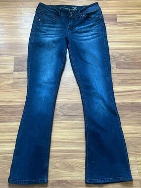 Seven7 Denim Bootcut Flare Jeans Dark Wash Double Button Stretch Size 8